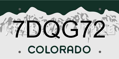 7DQG72 Colorado License Plate