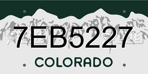 7EB5227 Colorado License Plate