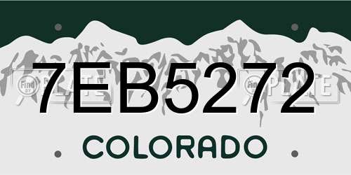 7EB5272 Colorado License Plate