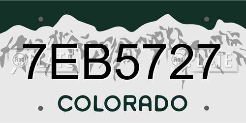 7EB5727 Colorado License Plate