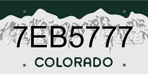 7EB5777 Colorado License Plate