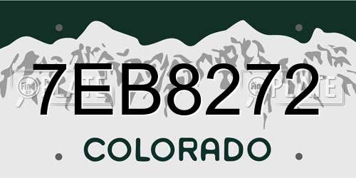 7EB8272 Colorado License Plate