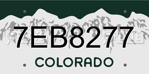 7EB8277 Colorado License Plate