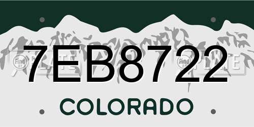 7EB8722 Colorado License Plate