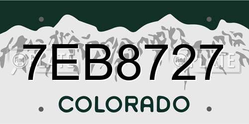 7EB8727 Colorado License Plate
