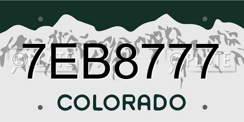7EB8777 Colorado License Plate