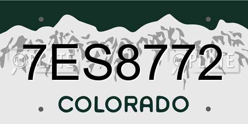 7ES8772 Colorado License Plate