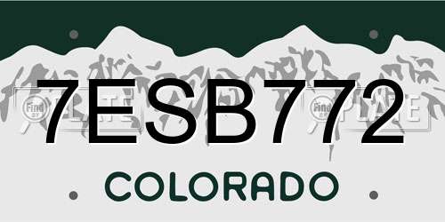 7ESB772 Colorado License Plate
