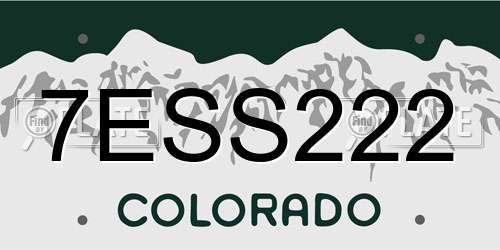7ESS222 Colorado License Plate