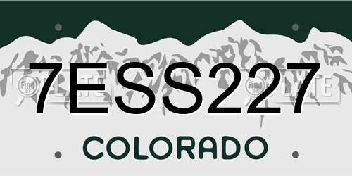 7ESS227 Colorado License Plate