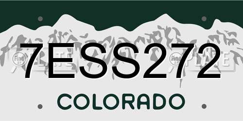 7ESS272 Colorado License Plate
