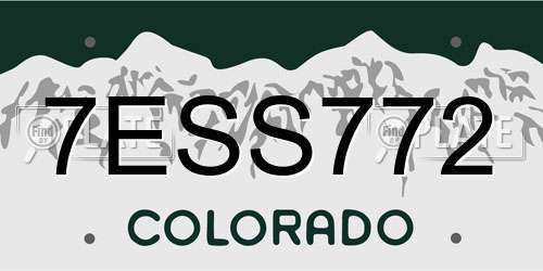 7ESS772 Colorado License Plate