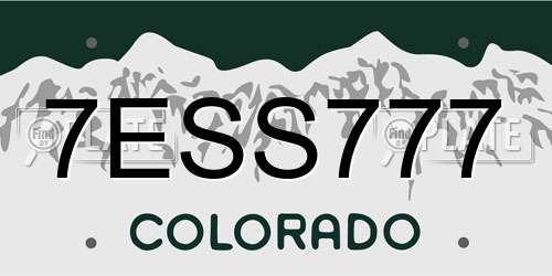 7ESS777 Colorado License Plate