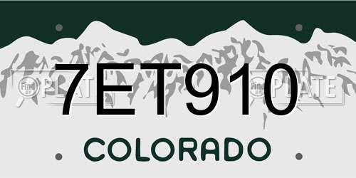 7ET910 Colorado License Plate