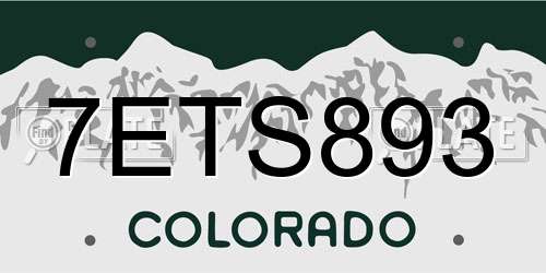7ETS893 Colorado License Plate