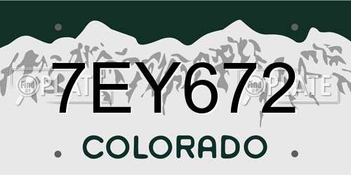7EY672 Colorado License Plate
