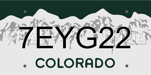7EYG22 Colorado License Plate