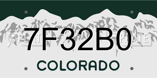 7F32B0 Colorado License Plate