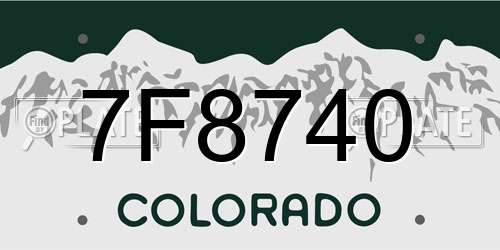 7F8740 Colorado License Plate