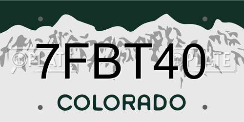 7FBT40 Colorado License Plate