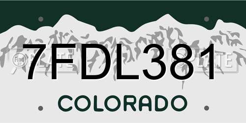 7FDL381 Colorado License Plate