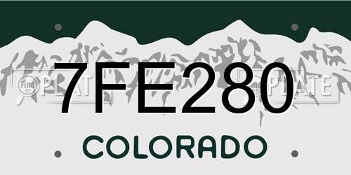 7FE280 Colorado License Plate