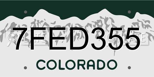7FED355 Colorado License Plate