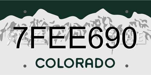 7FEE690 Colorado License Plate