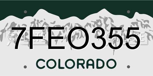 7FEO355 Colorado License Plate