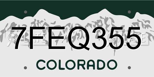 7FEQ355 Colorado License Plate