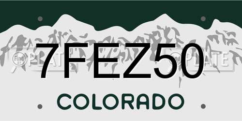 7FEZ50 Colorado License Plate