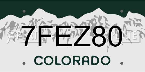 7FEZ80 Colorado License Plate