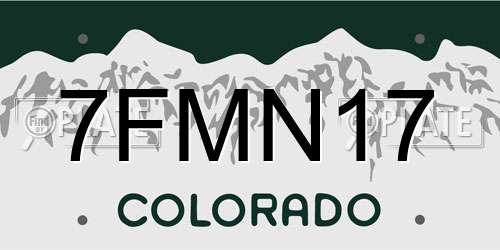 7FMN17 Colorado License Plate
