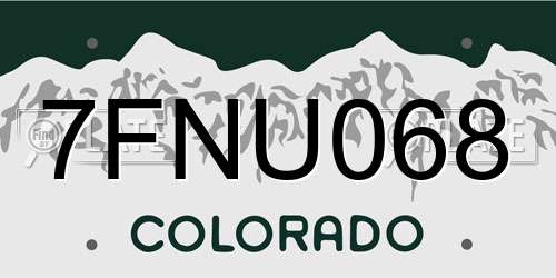 7FNU068 Colorado License Plate