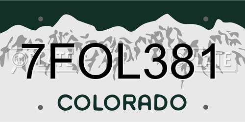 7FOL381 Colorado License Plate