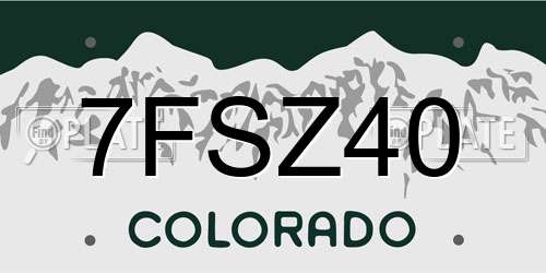 7FSZ40 Colorado License Plate