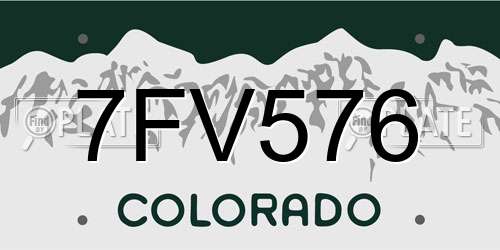 7FV576 Colorado License Plate