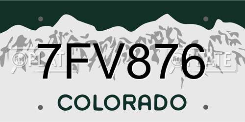 7FV876 Colorado License Plate
