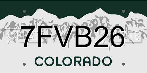 7FVB26 Colorado License Plate