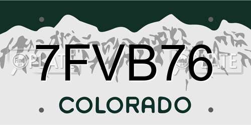 7FVB76 Colorado License Plate