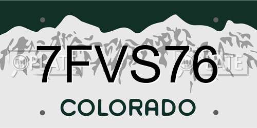 7FVS76 Colorado License Plate