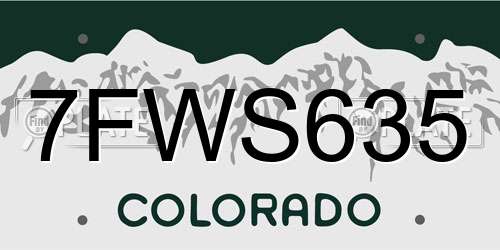 7FWS635 Colorado License Plate