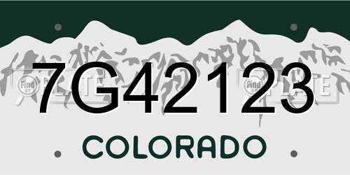 7G42123 Colorado License Plate