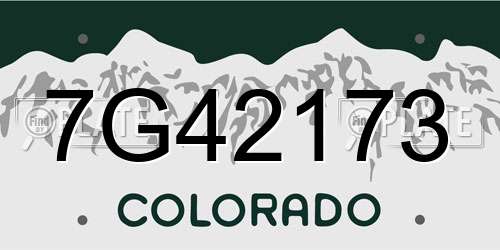 7G42173 Colorado License Plate