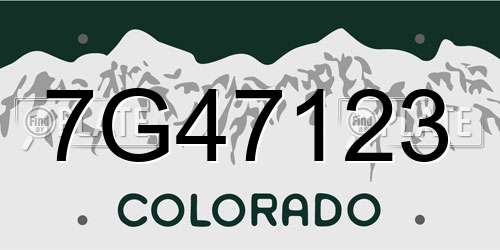 7G47123 Colorado License Plate