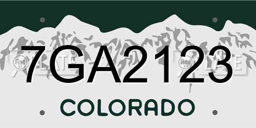 7GA2123 Colorado License Plate