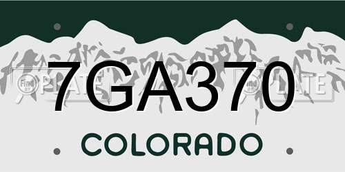 7GA370 Colorado License Plate
