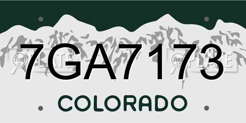 7GA7173 Colorado License Plate