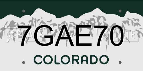 7GAE70 Colorado License Plate