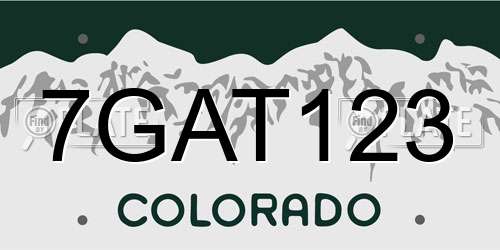 7GAT123 Colorado License Plate